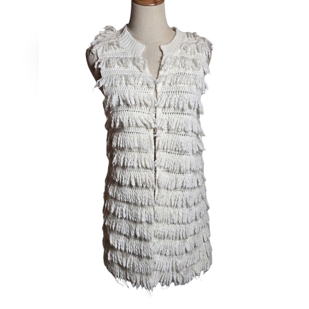 Rampage Vintage White Fur Fuzzy Long Hippie Boho Vest
